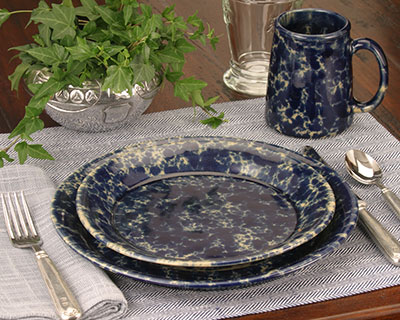 Dinner and Lunch Plates in Blue  Agate