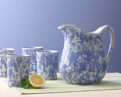 Cottage Pitcher and Tumblers Morning Glory Blue