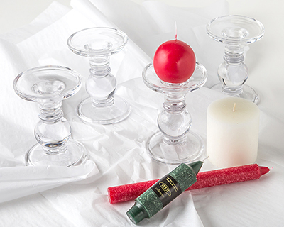 Glass Candle Holder with candles 2