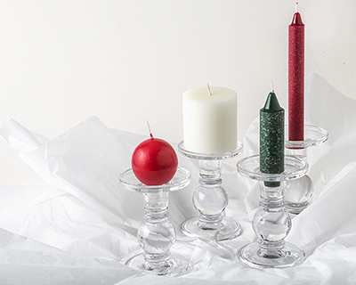 White Pillar Candle with holders 2